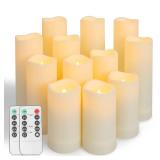 Metaku Flameless Flickering Candles Battery Operated LED Candles Set of 12 Ivory Candles with Remote & Timer for Halloween, Christmas, Bedroom, Home, Wedding, Birthday Decoration D2.2