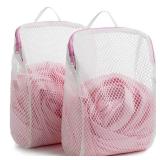 COMLIFE Set of 2 Delicates Honeycomb Mesh Laundry Bag, Use YKK Zipper, with Handle, Extra Large Opening, Baby Products, Face Cleansing Pads,Socks, Fine Knitwear Mesh Wash Bags (Pink)â¦