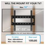 HOME VISION TV Wall Mount Fixed for Most 26"-55" Flat/Curved TVs with Max VESA 400X400mm up to 99Lbs Fits 16 Inch Wood Studs, Universal Low Profile Wall Mount TV Bracket, Space Saving HV8401