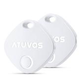 ATUVOS Luggage Tracker, Key Finder, Smart Bluetooth Tracker Pairs with Apple Find My (iOS Only), Item Locator for Bags, Wallets, Keys, Waterproof IP67, Anti-Lost 2 Pack