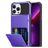 TITACUTE for iPhone 13 Pro Max Case Wallet 5 Credit Card Holder Flip Cover Design ID Slot Back Pocket Dual Layer Purple for iPhone Pro Max .