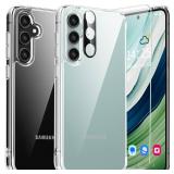 GOLDJU for Samsung Galaxy S23 FE Case Clear,[Not-Yellowing] with 1X Tempered Glass Screen Protector,[Military-Grade Drop Protection] Phone Case for S23 FE 5G (2023)