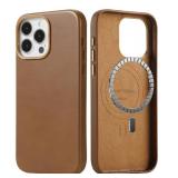 LONLI Edition - for iPhone 15 Pro Case - Premium European Genuine Leather Phone Case - Develop Patina Over Time - Compatible with Magsafe - Taupe