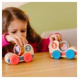 Melissa & Doug GO Tots Wooden Race Cars (2 Cars, 2 Disks) Stacking Toys For Infants, Hand Push Vehicles, Wooden Car Toys For Toddlers Ages 1+ - FSC-Certified