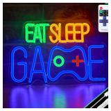 Game Neon Sign, EAT SLEEP GAME Wall Decor Glow at Night Neon Light for Gamer Boy Game Room Decor Bedroom Wall Gaming Wall Decoration (Blue)