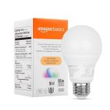 Amazon Basics Smart A19 LED Light Bulb, Color Changing, 60W Equivalent, 800LM, Works with Alexa Only, 2.4 GHz Wi-Fi, No Hub Required, 1-Pack