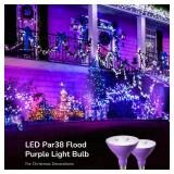 EDISHINE Christmas PAR38 Purple LED Flood Light Bulbs Outdoor, Dimmable Purple LED Light Bulbs, 18W(120W Equivalent), Purple Flood Lights for Christmas Decorations, E26 Base, ETL Listed, 2 Pack