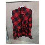 Unidear Womens Lapel Lightweight Sleeveless Open Front Plaid Vest Cardigan Coat with Pockets #2Red( Med )