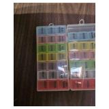 Lot of 2 pill organizer boxes, 1 is missing Thursday slot