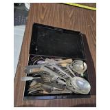 Lot of Silverware. some may be silver, some silver Plated and some stainless steel, comes with a small locked box that the key still works!