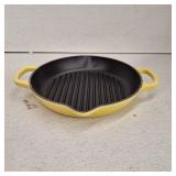 Le Creuset 9.75 Inch Signature Cast Iron Deep Grill Pan, Soleil, Retail - $133.25