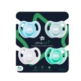 Tommee Tippee Ultra-light Silicone Pacifier, Symmetrical One-Piece Design, BPA-Free Silicone Binkies, 0-6 months, Pack of 4 Pacifiers