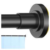 CorkLatta Black Shower Curtain Rod 31 to 80 Inch,1 Inch Diameter Adjustable Spring Tension Stainless Steel Telescoping Rod,Easy Install,No Rust