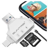 SD/Micro SD Card Reader for iPhone/ipad/Android/Mac/Computer/Camera,Portable Memory Card Reader 4 in 1 Micro SD Card Adapter&Trail Camera Viewer Compatible for TF and SD Card