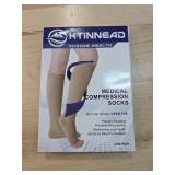 Ktinnead Compression Socks for Women and men 20-30 mmhg, Knee High Graduated Compression Stockings, Opaque, Open Toe, Unisex, Beige, X-Large