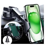 VANMASS [True Military-Grade] Car Phone Holder [2024 Strongest Suction & Clip] Cell Phone Mount for Dashboard Windshield Vent Truck Accessories Cradle Dash Stand for iPhone 15 14 13 12 Android,Green