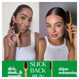 GranNaturals Boar Bristle Slick Back Hair Brush for Sleek Ponytail Bun & Smoothing Baby Hairs, Flyaways, Edge Control - Backcombing & Teasing Hairbrush with Wide Rat Tail for Sectioning & Parting