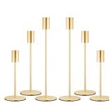 zeochyni Set of 6 French Gold Taper Candle Holders Candlestick Holders, Decor Candle Stick Candle Holder for Table or Mantel Centerpiece, Wedding, Dinning, Party Home Decor