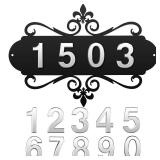 House Address Plaques Metal Address Sign Outside House Address Number Mailbox Number Sign for House Home Hotel Office Garden Decorative Wall Plaque(Delicate Style)