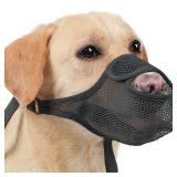 LUCKYPAW Dog Muzzle for Large Medium Small Dogs, Mesh Muzzle for Dog to Prevent Biting Chewing Licking Eating, Soft Dog Muzzle with Front Opening Design for Drinking Panting