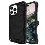 Pelican Shield iPhone 16 Pro Case [Compatible with MagSafe] Rugged Phone Case w/ 21ft Military-Grade Drop Protection - Heavy Duty Phone Cover w/Belt Clip Holster for iPhone 16 Pro - Carbon