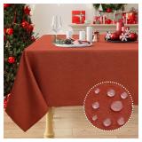 Smiry Rectangle Linen Tablecloth, Waterproof Spillproof Anti-Wrinkle Burlap Table Cloth, Washable Decorative Farmhouse Fabric Table Covers for Dining, Fall Parties, Banquets, 52x70 Inch, Rust