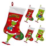 Christmas Stockings - 21 Inch Set of 4 Griinchs Christmas Stockings Bulk Decoration, 3D Large Size Cute Funny Stockings Whovile Xmas Indoor Decorations For Home Mantle Wall, Christmas Tree Ornaments