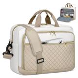 NEWHEY Laptop Bag 17.3 Inch Laptop Briefcase for Women Men Waterproof Shoulder Messenger Bag Large Computer Bag for Business Office Work College, Khaki&Beige