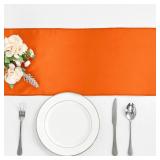 4-Pack Orange Satin Table Runner 12 x 108 Inch Long Bright and Smooth Silk Fabric Table Runner for Wedding Banquet Birthday Party Decoration