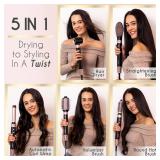 ELLA BELLA® 6 in 1 Professional Hot Air Styler  Powerful Hair Dryer & Straightener Set  Styling Without Heat Damage  Fast Drying Curling Volumizing Straightening  Includes Protective Travel C