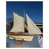 3’x3’ Decorative Wooden Ship Model Sailboat w/ Pedestal