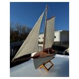 3’x3’ Decorative Wooden Ship Model Sailboat w/ Pedestal