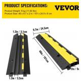 2pcs of VEVOR Cable Protector Ramp 2 Channels Speed Bump Rubber Modular Rated 11000 LBS Load Capacity, Protective Wire Cord Ramp Driveway Rubber Traffic Speed Bumps Cable Protector