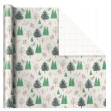 New Hallmark Rustic Red and Green Christmas Wrapping Paper Set (90 sq. ft. ttl, 10 Bows, 4 Ribbon Colors, 40 Gift Tag Stickers) Snowflakes, Trees, Plaid