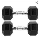 Rubber Encased Hex Dumbbell, Multiple Sizes Size 20lb