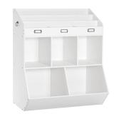 HOOBRO Kids Bookshelf, Toy Organizer and Storage, Bookshelf for Kids, 5 Compartments and 3-Layer Shelves, Bookcase Footboard, for Game Room, Playroom, Nursery, School, White WT34CW01 - Retail: $102.76