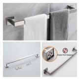 10-Pieces Bathroom Hardware Set Brush Nickel Bathroom Accessories Set SUS304 Towel Bar Set Includes 2 Towel Bar-24 Inch+2 Towel Holder+2 Toilet Paper Holder+4 Towel Hook (10, Brush Nickel)