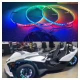 Sando Tech 15.5ââ RGB/Dream Chase LED Wheel Lights Multi-Color Dancing Flow Flashing Rim Lights Tire Lights Bluetooth/Remote Ctrl Offroad Mounts to Polaris Slingshot 2015-2022 - Retail: $139