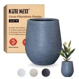 KUTE NEST Corso 16.5" H Fiberstone Large Outdoor Indoor Plant Pot, Minimalist Round Tapered Planter Cache Pots, Commercial and Residential, Medium, Gray (11.5" Pot Opening) - Retail: $97.26