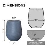 KUTE NEST Corso 16.5" H Fiberstone Large Outdoor Indoor Plant Pot, Minimalist Round Tapered Planter Cache Pots, Commercial and Residential, Medium, Gray (11.5" Pot Opening) - Retail: $97.26