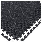 1/2in Thick 48 Sq Ft Rubber Top High Density EVA Foam Exercise Gym Mats Non-slip 12 Pcs - Interlocking Puzzle Floor Tiles for Home Gym Heavy Workout Equipment Flooring - 24 x 24in Tile, Black & White 