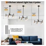 5-Light Modern Chandeliers Light Fixtures with Sturdy Clear Glass Lampshades