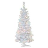 National Tree Company Pre-Lit Artificial Christmas Tree White Iridescent Tinsel Clear Lights Includes Stand 4 feet - Retail: $100.63