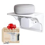 Storage Theory Power Perch Horizontal Wall Outlet Shelf - Turn Outlet into a Shelf - Speaker Shelf Wall Mount, Remote Holder Wall Mount, Alexa Holder - Socket Shelf Wall Outlet 1 Pack, White