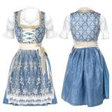 Funnysoft Oktoberfest Costume Women German Dirndl Dress Traditional Bavarian Oktoberfest Outfit with Sock Carnival Halloween(Large,Blue Gold)