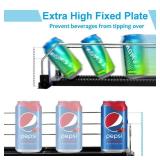 Drink Organizer for Fridge, 3 Rows Drinks Organizer for Refrigerator with Pusher Glide