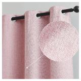 Baby Pink Linen Blackout Curtain for Girls Room Heavy Linen Texture Room Darkening Window Treatment Set for Bedroom Noise Reducing Drapes, Grommets Top Curtains for Living Room, Pink, 40" x 84", 2pcs