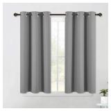 NICETOWN Silver Grey Small Window Blackout Curtain Panels for Bedroom, Thermal Insulated Grommet Top Blackout Draperies and Drapes (2 Panels, W42 x L45 -Inch)