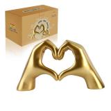 loveparadise Heart Hands Sculpture for Living Room Decor,Gold Decor Love Finger Statue for Boho Wedding Decorations,Heart Gesture Ornaments Home Decor for Shelves,Console Decor 2Pcs