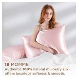 Bedsure 100% Mulberry Silk Pillowcase for Hair and Skin,Pink Silk Pillow Case with Hidden Zipper, Gifts for Women Men, Queen Size Single Pack,20x30 Inches